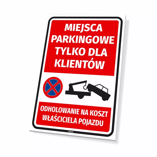 Sign: Customer Parking Only – Unauthorized Vehicles Will Be Towed at Owner’s Expense