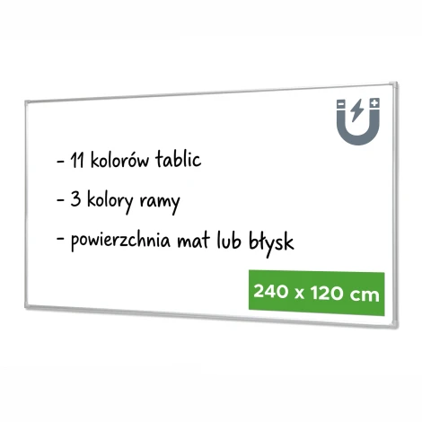 Magnetic Dry-Erase Whiteboard 240x120cm in Aluminum Frame