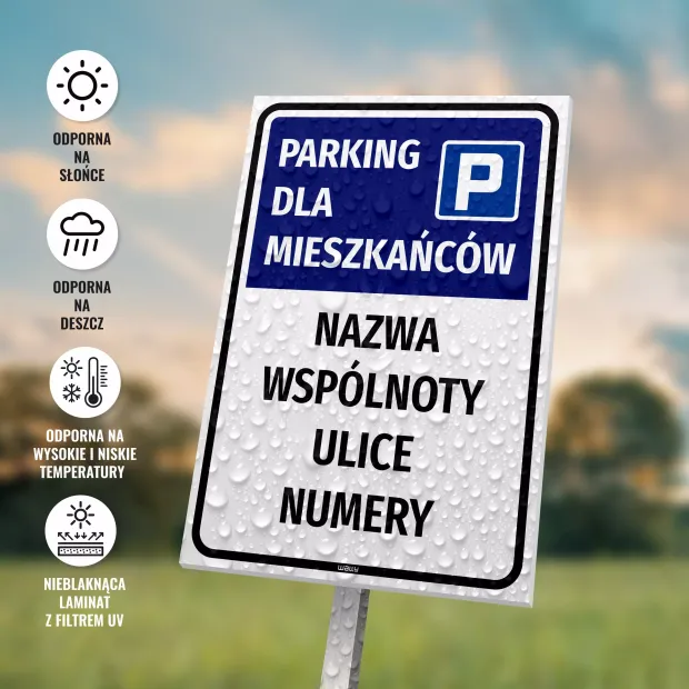 Parking Sign – Residents’ Parking with Housing Community Name, Streets & Numbers