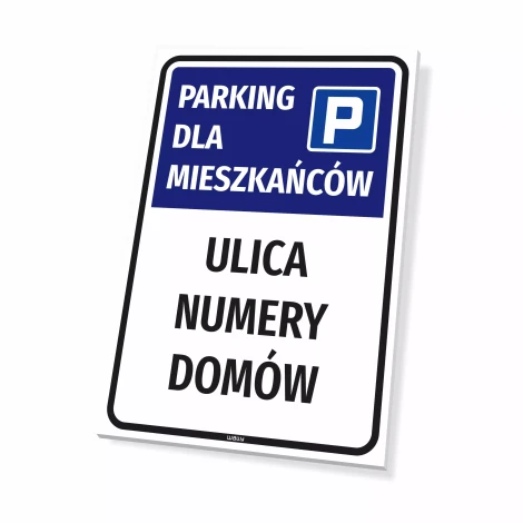 Parking Sign – Residents’ Parking with Housing Community Name, Streets & Numbers
