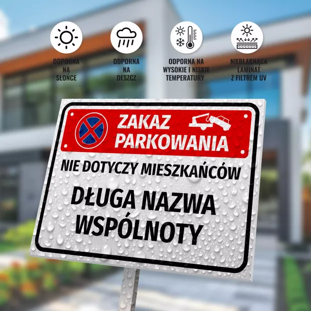 Sign: No Parking Except for Residents with Name, Street & Designation