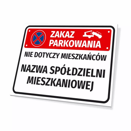 Sign: No Parking Except for Residents with Name, Street & Designation