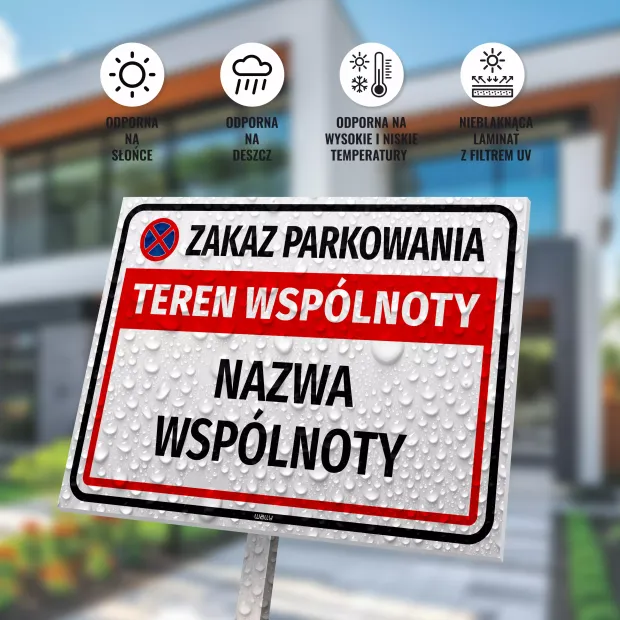 Sign: No Parking, Housing Community Area with Name & Designation