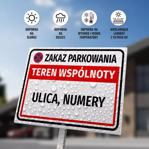 Sign: No Parking, Housing Community Area with Name & Designation