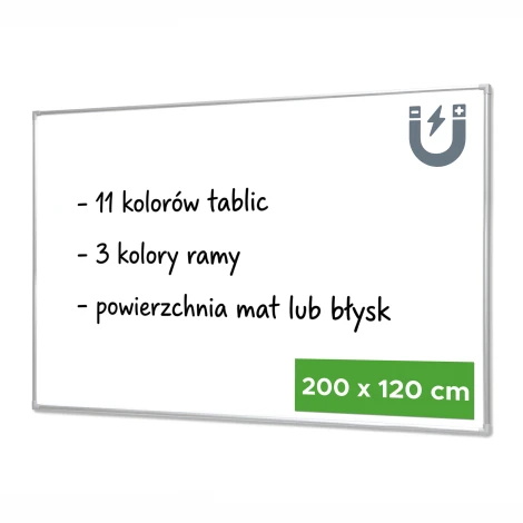Magnetic Dry-Erase Whiteboard  200X120 cm in Aluminum Frame