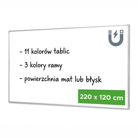 Magnetic Dry-Erase Whiteboard  220x120 cm in Aluminum Frame