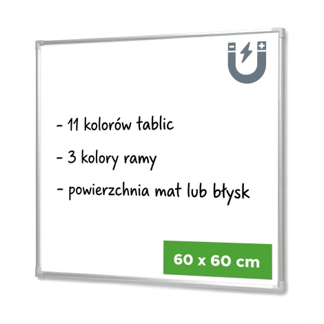 Magnetic Dry-Erase Whiteboard 60x60 cm  in Aluminum Frame