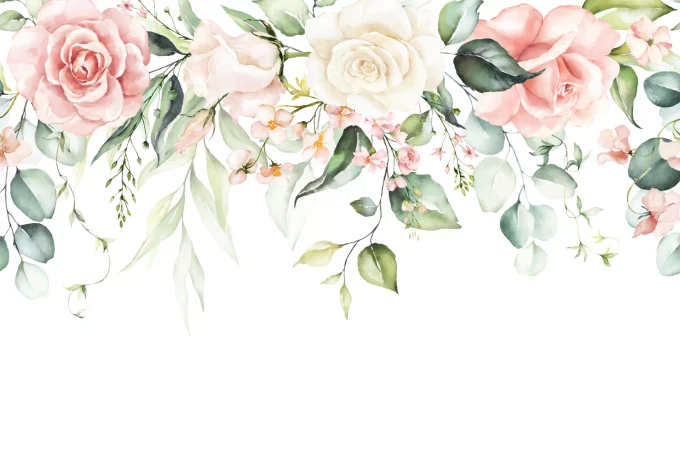 Wallpaper Floral Bouquet with Pastel Roses