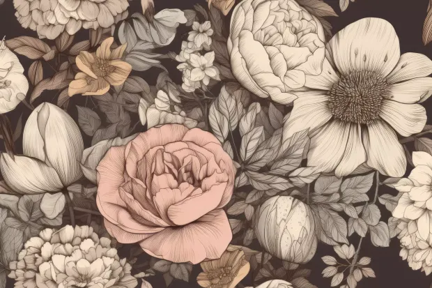 Wall Mural Floral Bouquet in Autumn Color Tones