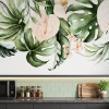 Wall Mural Pastel Leaves, Flowers & Vines