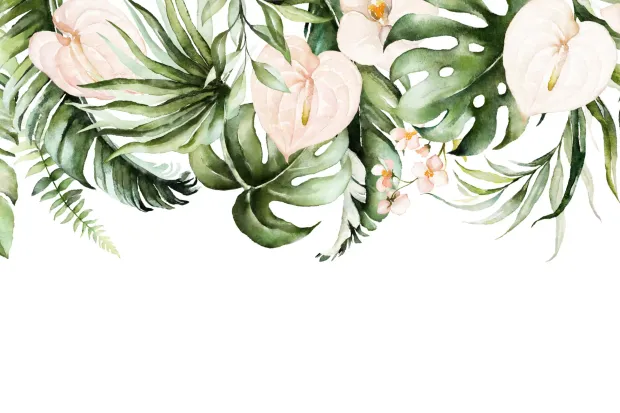 Wall Mural Pastel Leaves, Flowers & Vines