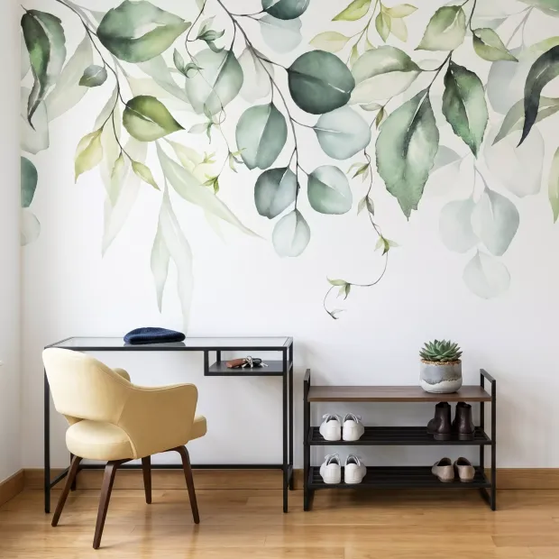 Wall Mural Climbing Green Exotic Leaves