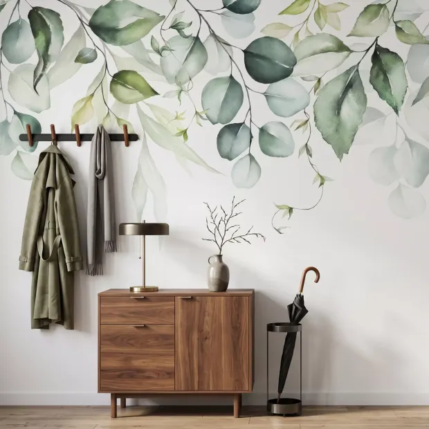 Wall Mural Climbing Green Exotic Leaves