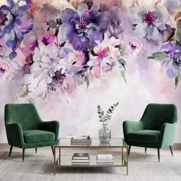 Wall Wallpaper Purple Wildflowers
