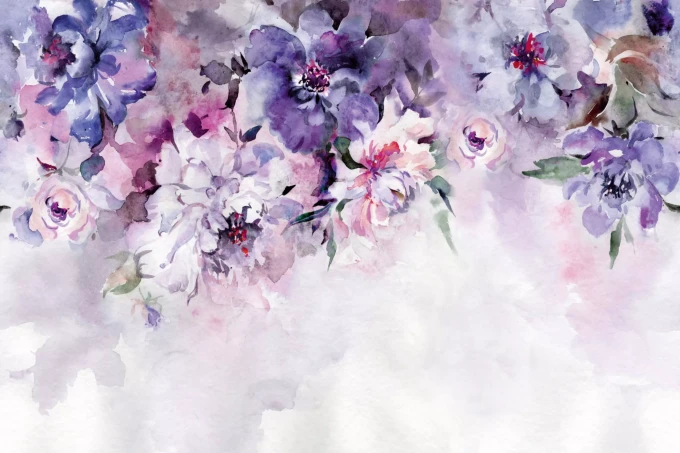 Wall Wallpaper Purple Wildflowers