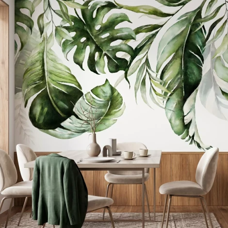 Wallpaper Green Monstera Leaves