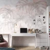 Printed Wall Mural: Delicate Monstera Leaf Colors