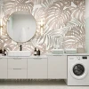 Printed Wall Mural: Delicate Monstera Leaf Colors
