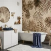 Decorative Wallpaper: Exotic Leaves in Sepia Tones