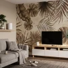 Decorative Wallpaper: Exotic Leaves in Sepia Tones