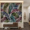 Decorative Wallpaper: Colorful Illustration of Exotic Leaves and Plants