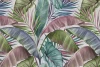 Decorative Wallpaper: Colorful Illustration of Exotic Leaves and Plants