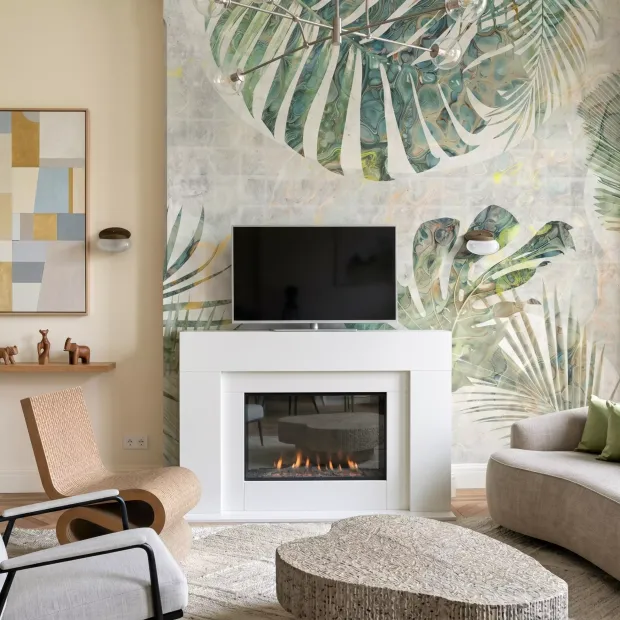Decorative Wallpaper: Monstera, Palm and Green Leaves