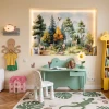 Wallpaper for Children’s Room: Happy Animals, Forest and Mountains in the Background