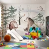 Wallpaper for Children’s Room: Little Bears, Birds and Forest