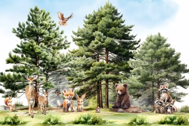 Wallpaper for Children’s Room: Forest Animals