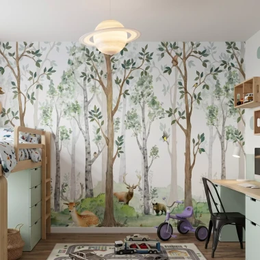 Children’s Wallpaper: Forest Animals Illustration