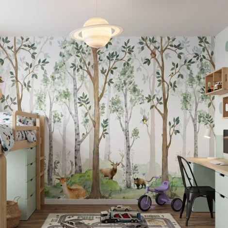 Children’s Wallpaper: Forest Animals Illustration