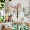 Wallpaper: Mountains, Animals, Birds, Watercolor Illustration