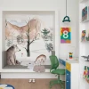 Wallpaper: Mountains, Animals, Birds, Watercolor Illustration