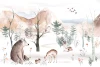Wallpaper: Mountains, Animals, Birds, Watercolor Illustration