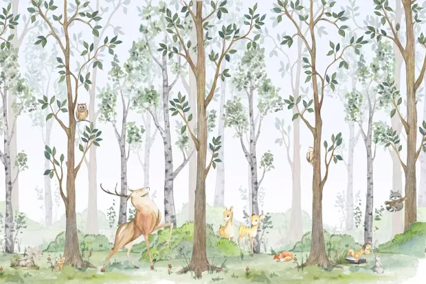Wallpaper: Deer, fawns and other forest animals