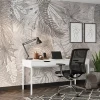 Wall Mural: Composition of Tropical Leaves in Light Beige Tones