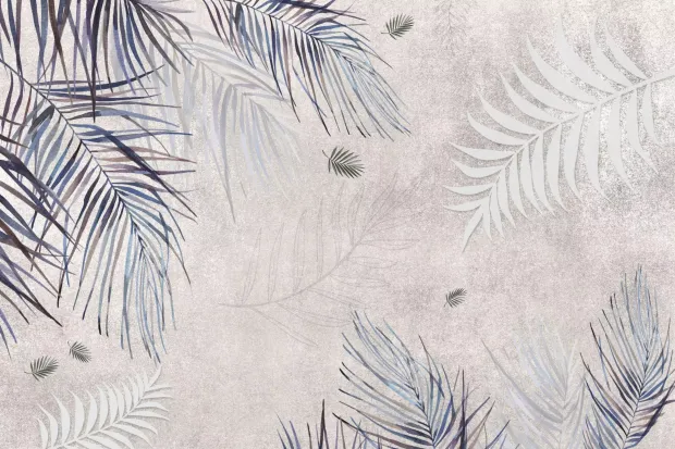 Wall Wallpaper: Navy Blue Fern Leaves and Botanical Plants