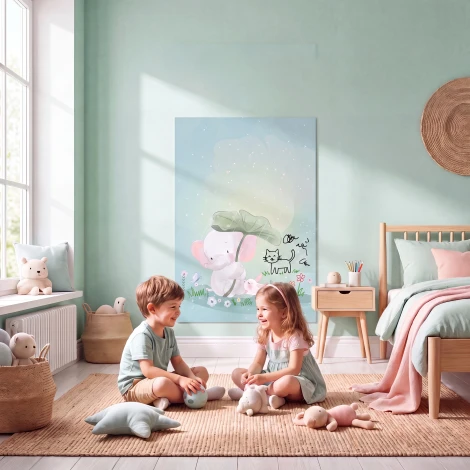 Magnetic Dry-Erase Board for Kids Elephant, Bunny, Flowers 606