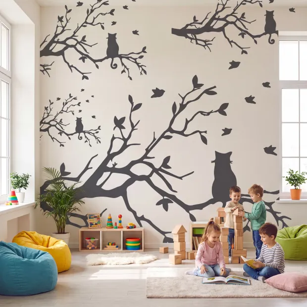 Painting Stencil The Cat On The Branch 2382