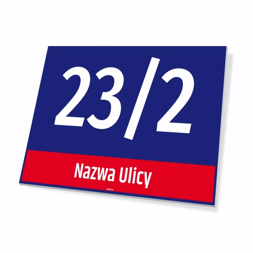 Tabliczka adresowa z numerem domu i ulicą - styl Warszawa