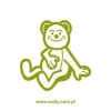 Charming bear painting template in soft green shades, perfect for a child\'s room.