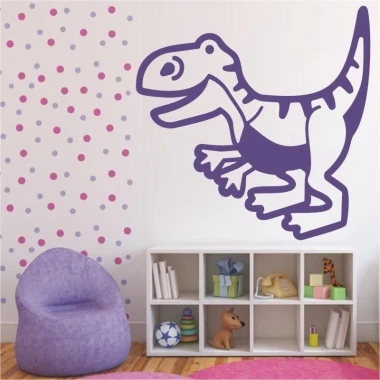 Charming dinosaur sticker for a pastel children\'s room, adding a joyful touch and creativity.