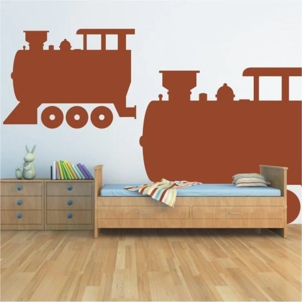 Stylish train sticker in warm brown, perfect for a child\'s room, adding character.
