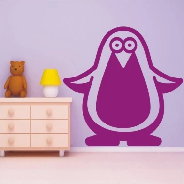 Charming purple penguin sticker, perfect for a child\'s room, adding a cheerful touch.