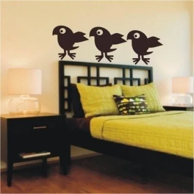 Stylish bird sticker 1372 in a cozy bedroom, perfect for adding a unique character to your space.