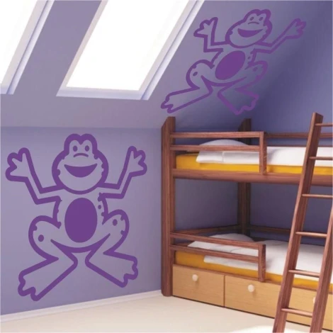 Charming frog sticker 1362 for a child\'s room, adding joy and color to the sloped space.