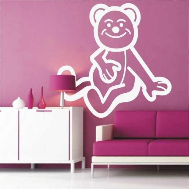 Charming bear painting template 1367 in a pastel children\'s room, adding joy and color to the decor.