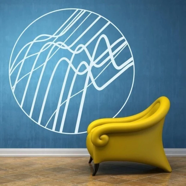 Abstract sticker 1347 in a modern style, perfect for enlivening a blue wall in an elegant setting.