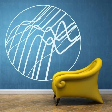 Abstract sticker 1347 in a modern style, perfect for enlivening a blue wall in an elegant setting.